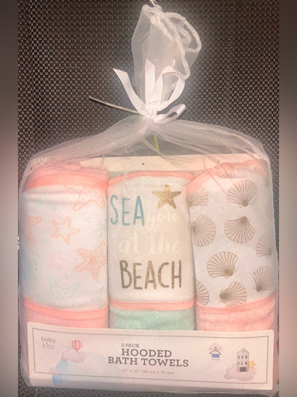 Baby Kiss 3-Pack Hooded Bath Towel Set with "Sea You at the Beach" theme
